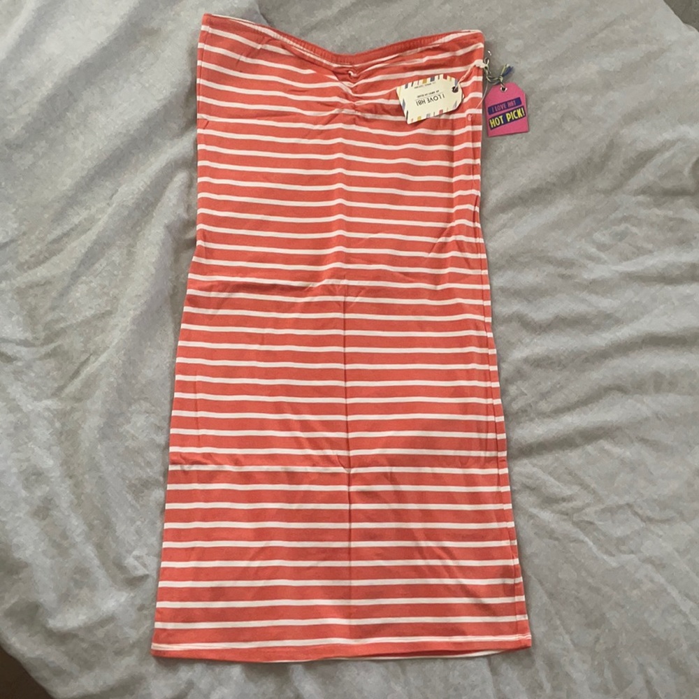 NWT Orange and White Striped Tube Top Summer Dress - Medium